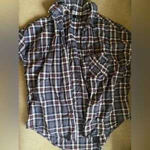 MADEWELL Womens short sleeve plaid blouse XS